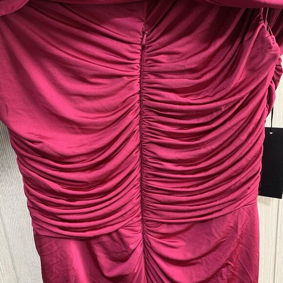 Tadashi Shoji Rose Fuschia Ruched Draped Dress Medium NWT - Picture 8 of 9